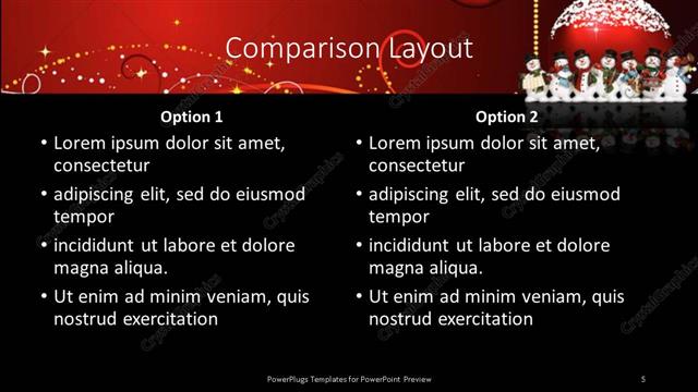 Comparison presentation slide layout