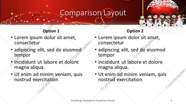 Comparison presentation slide layout