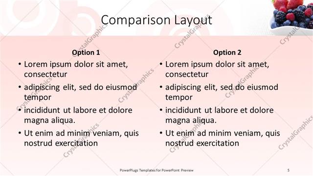 Comparison presentation slide layout