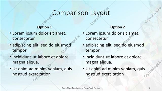 Comparison presentation slide layout