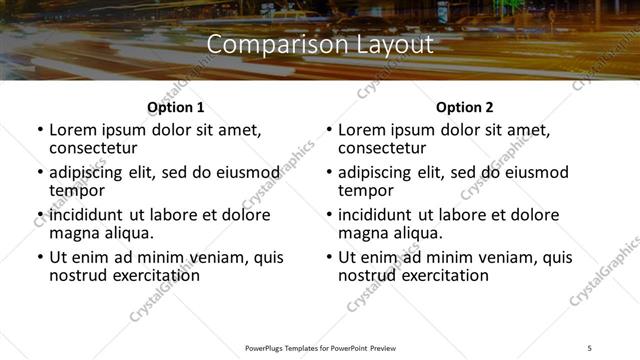 Comparison presentation slide layout