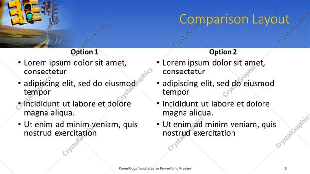 Comparison presentation slide layout