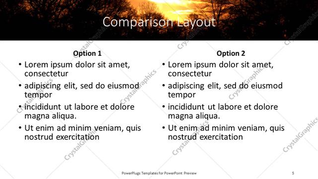 Comparison presentation slide layout