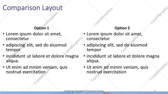 Comparison presentation slide layout