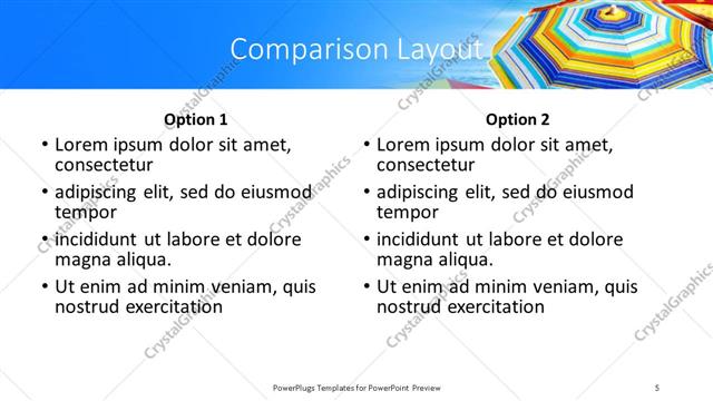 Comparison presentation slide layout