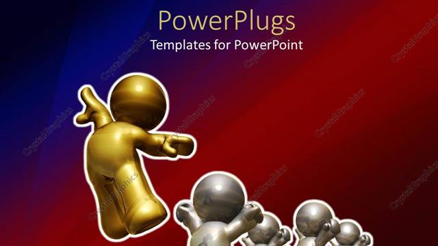  Presentation with lead - A lot of white figures being lead by a golden one