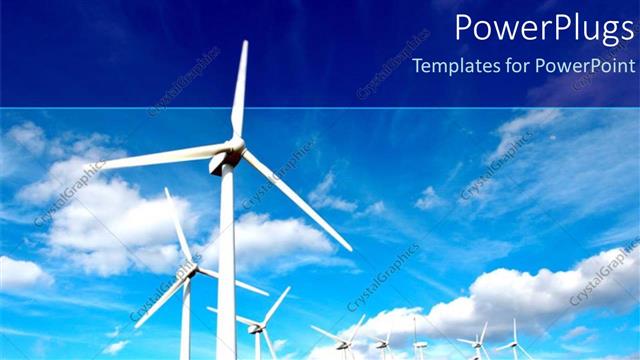  Presentation with windmills - A lot of windmills with clouds in the background