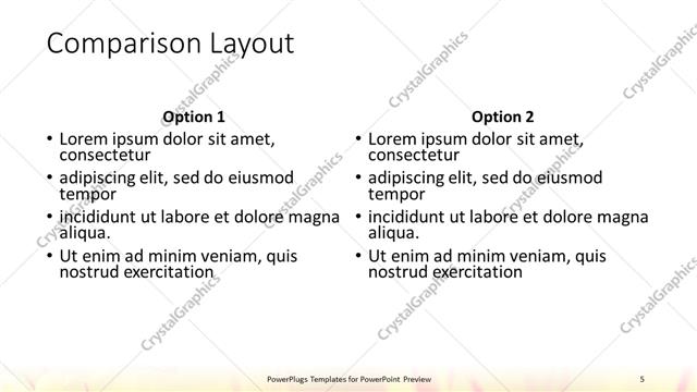 Comparison presentation slide layout