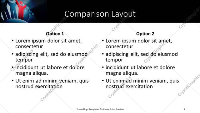 Comparison presentation slide layout