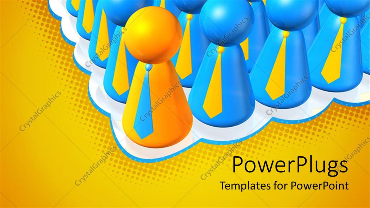 Featuring Lots of 3D Blue Characters with a Yellow Distinct One Leading