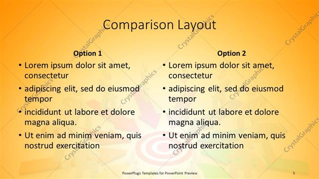 Comparison presentation slide layout