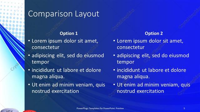 Comparison presentation slide layout