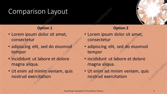 Comparison presentation slide layout