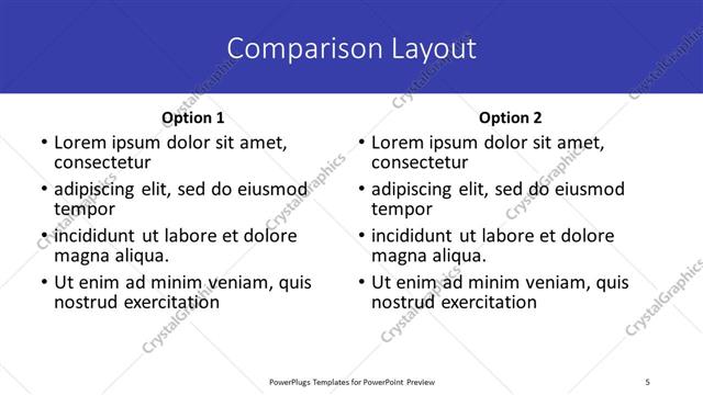 Comparison presentation slide layout