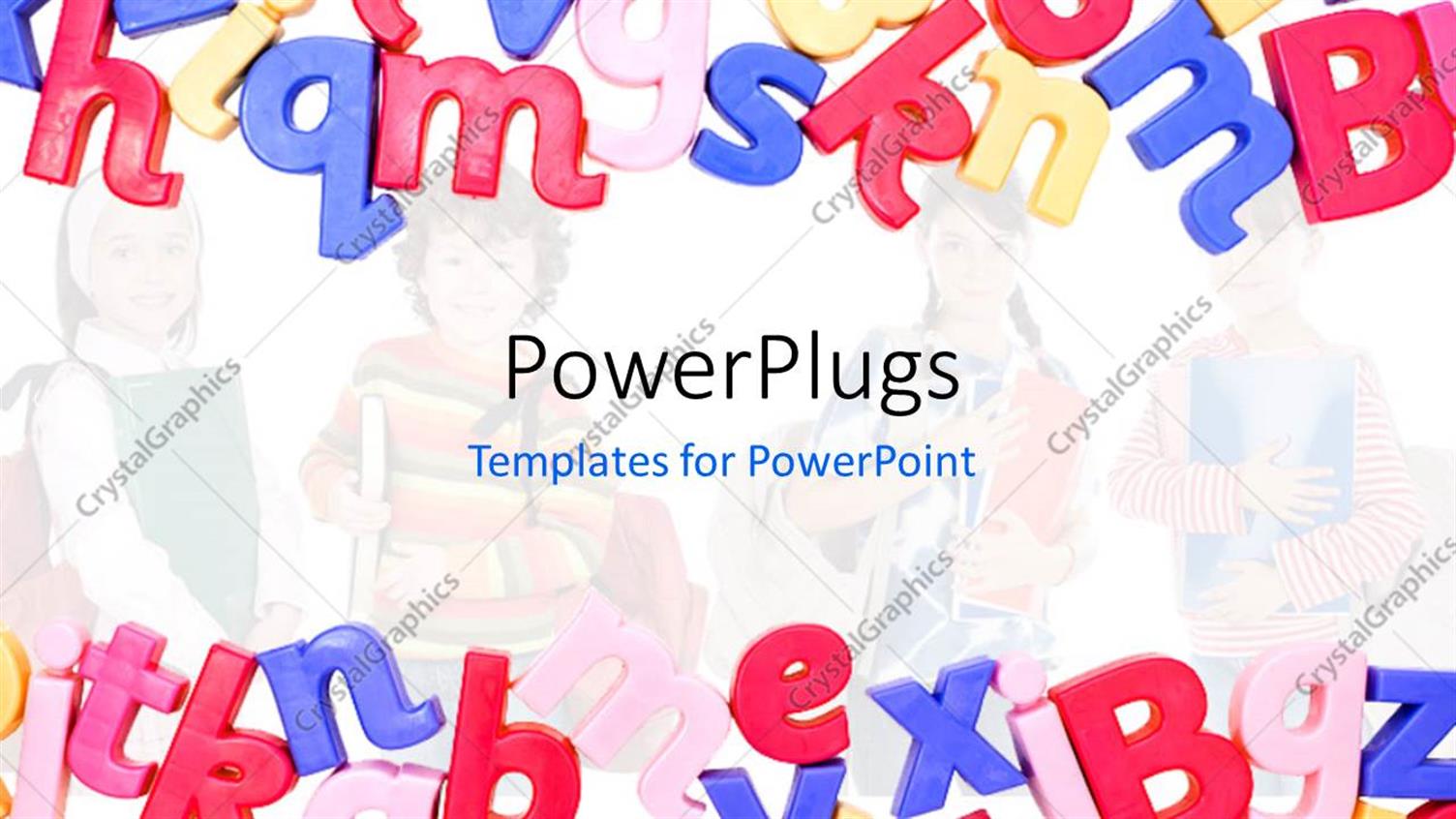 Featuring Lots of Alphabets  in Yellow Blue and Red Colors