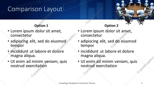 Comparison presentation slide layout
