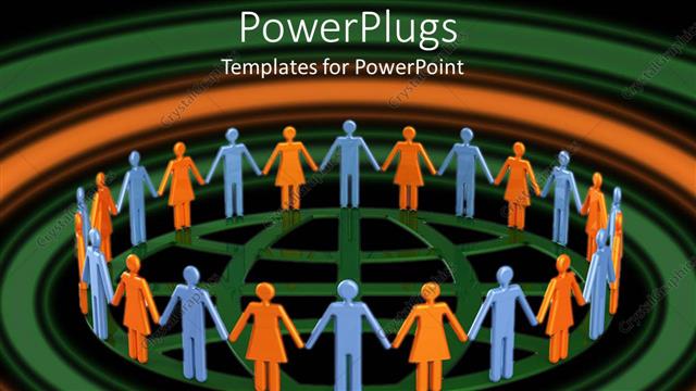  Presentation with hands holding - Lots of animated people holding hands standing in a circle