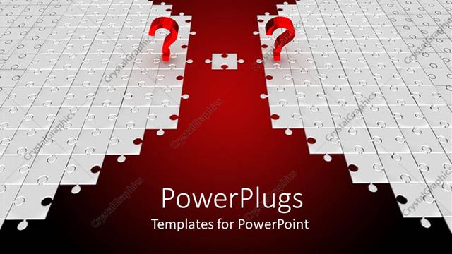  Presentation with question marks - Lots of arranged puzzle pieces with two red question marks