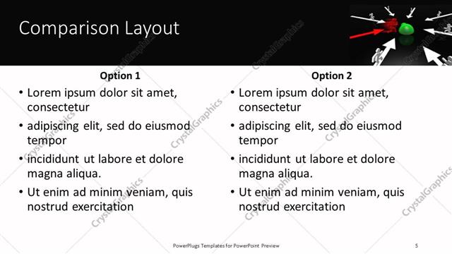 Comparison presentation slide layout