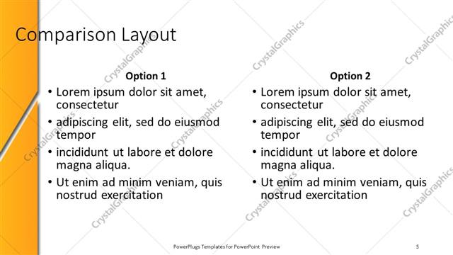 Comparison presentation slide layout