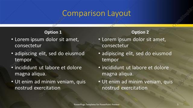 Comparison presentation slide layout