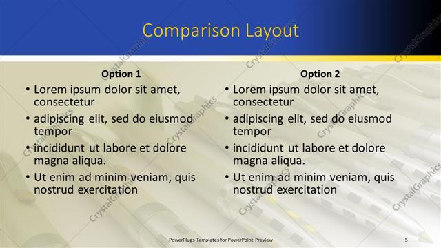 Comparison presentation slide layout