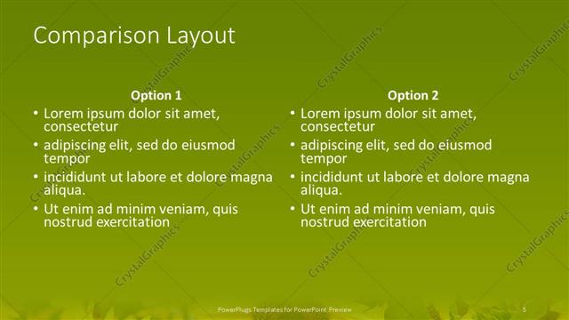Comparison presentation slide layout