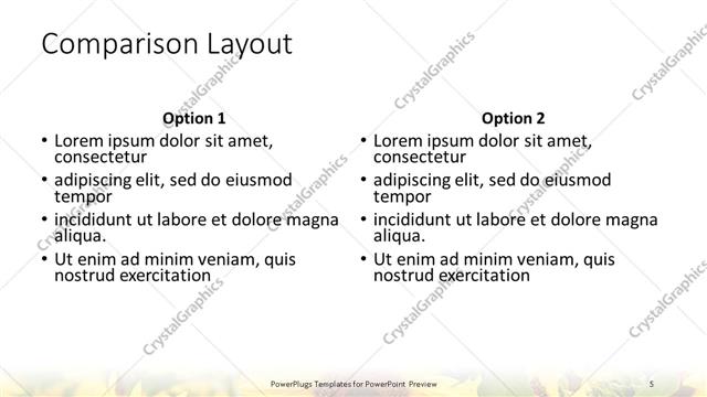Comparison presentation slide layout