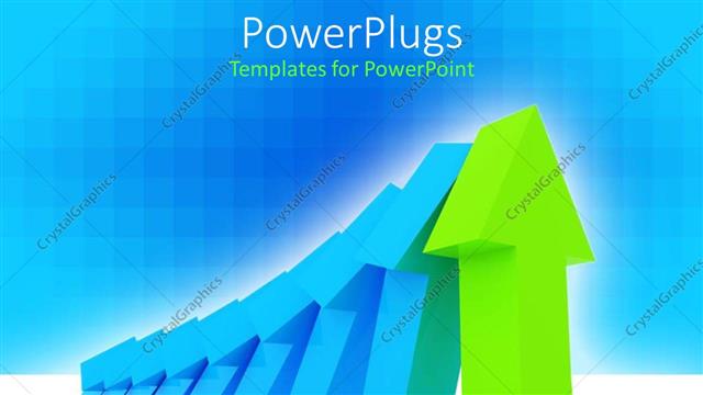  Presentation with support - Lots of blue arrows sliding down on a green arrow
