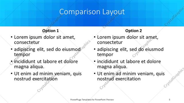 Comparison presentation slide layout