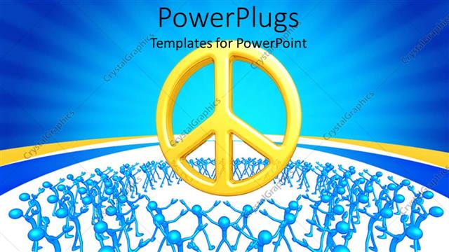  Presentation with worship - Lots of blue colored 3D human characters stretching at a large symbol