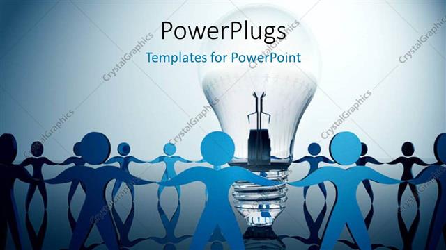  Presentation with cut - Lots of blue colored paper cut human?standing round a globe