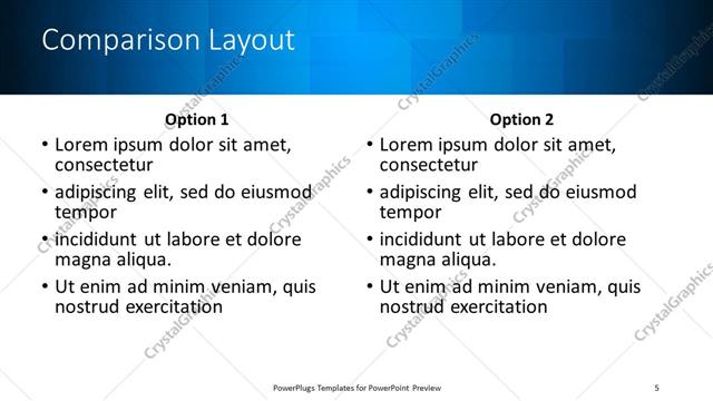 Comparison presentation slide layout