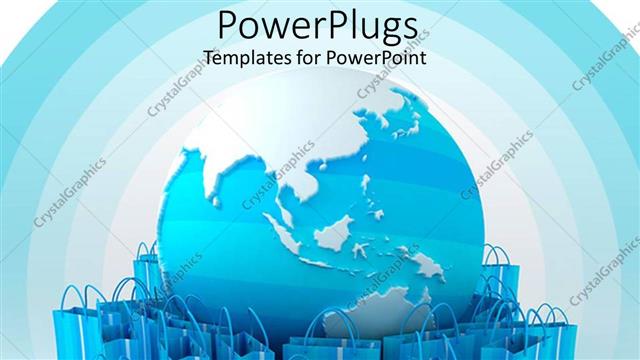  Presentation with shopping - Lots of blue shopping bags around a blue earth