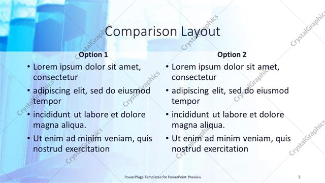 Comparison presentation slide layout