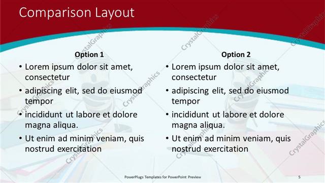 Comparison presentation slide layout