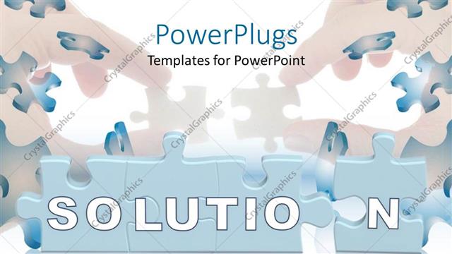  Presentation with bright - Lots of bright blue puzzles with text which spells out the word