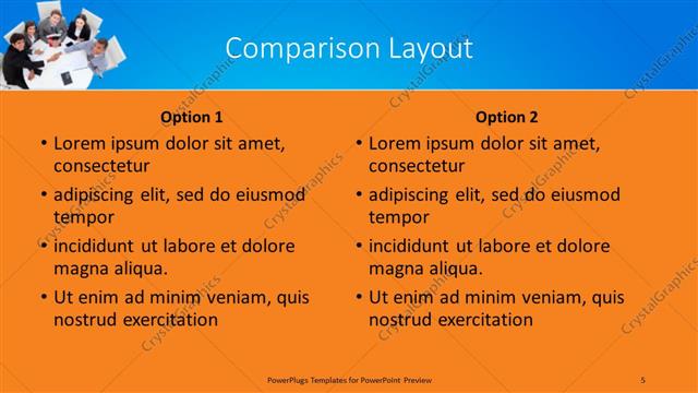 Comparison presentation slide layout