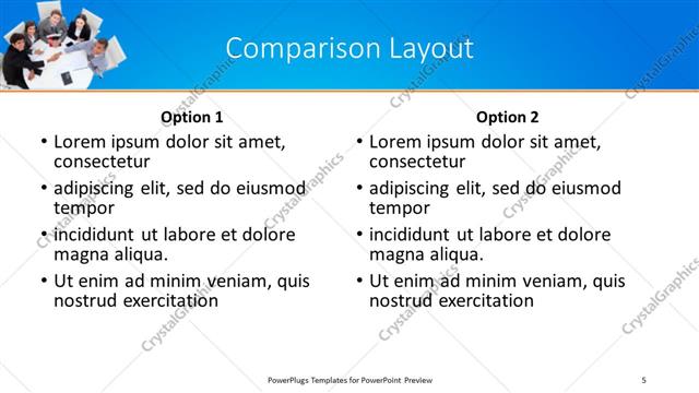 Comparison presentation slide layout