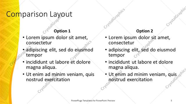 Comparison presentation slide layout