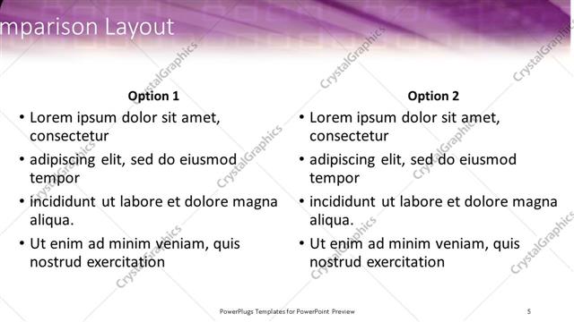 Comparison presentation slide layout