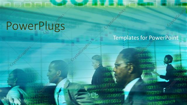  Presentation with binary - Lots of business people running with lots of binary codes