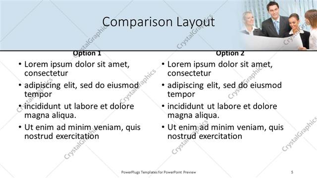 Comparison presentation slide layout