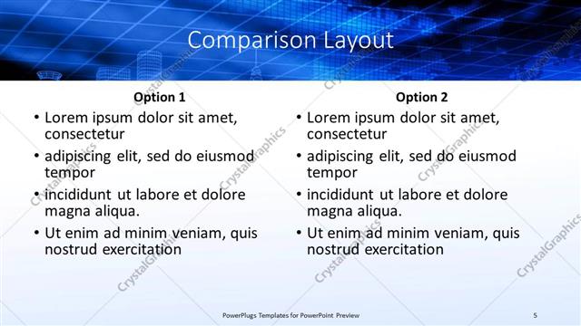 Comparison presentation slide layout