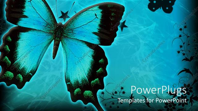  Presentation with butterfly - Lots of butterflies with floral designs on a blue background