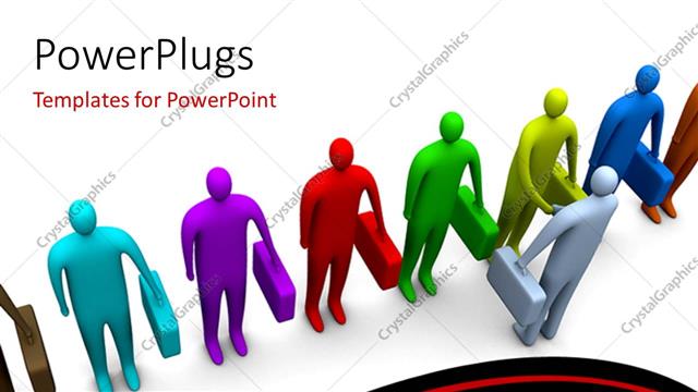  Presentation with choice - Lots of characters holding briefcases standing on a line