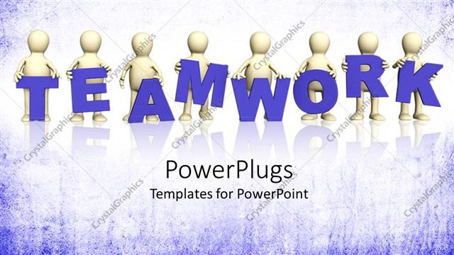  Presentation with teamwork - Lots of characters with a text that spells out the word 