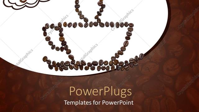  Presentation with beans - Lots of coffee beans forming the shape of a coffee cup