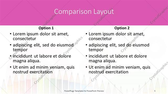 Comparison presentation slide layout