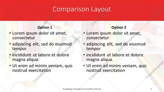Comparison presentation slide layout